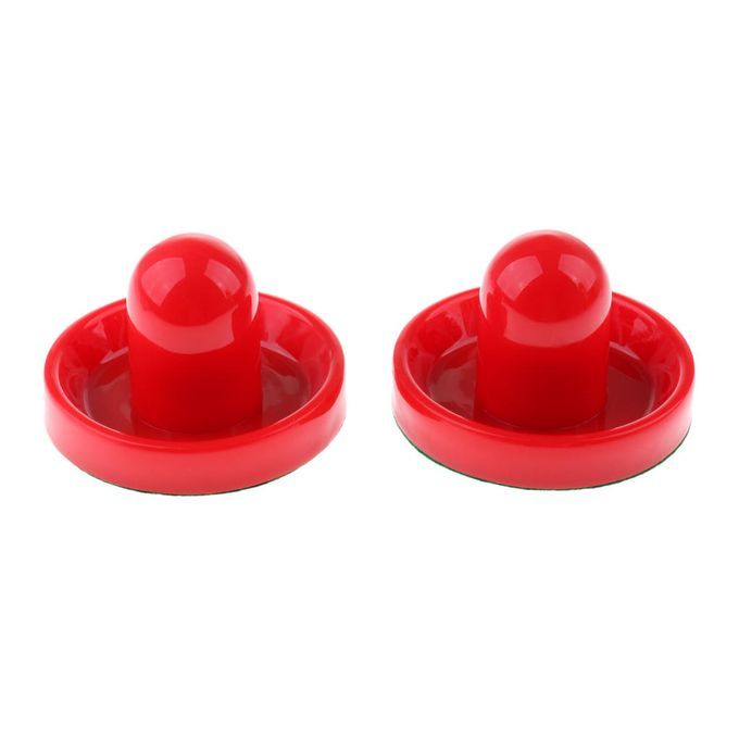 2Pcs Hard Plastic Air Hockey Table Felt Pusher Indoor Game Medium Red