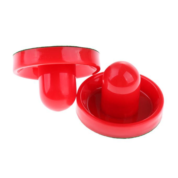 2Pcs Hard Plastic Air Hockey Table Felt Pusher Indoor Game Medium Red