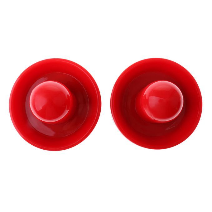 2Pcs Hard Plastic Air Hockey Table Felt Pusher Indoor Game Medium Red