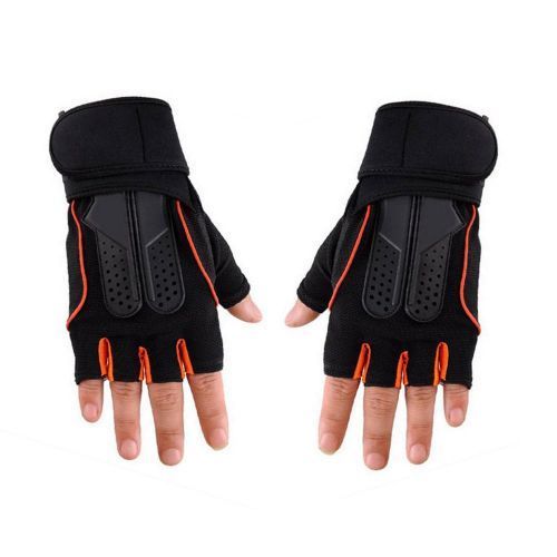 Men Women Fitness Gloves Cycling Gloves Half Finger Bike Gloves Riding Orange