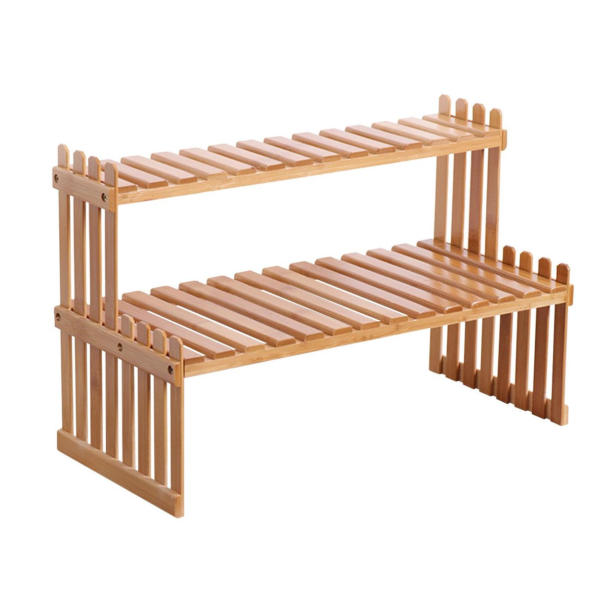 Countertop Bamboo Plant Shelf Bamboo Flower Pot Stand Balcony Flower Rack Cabinet Organizer Multi-Function DIY Desktop Storage Rack for Living Room Bedroom Kids Room