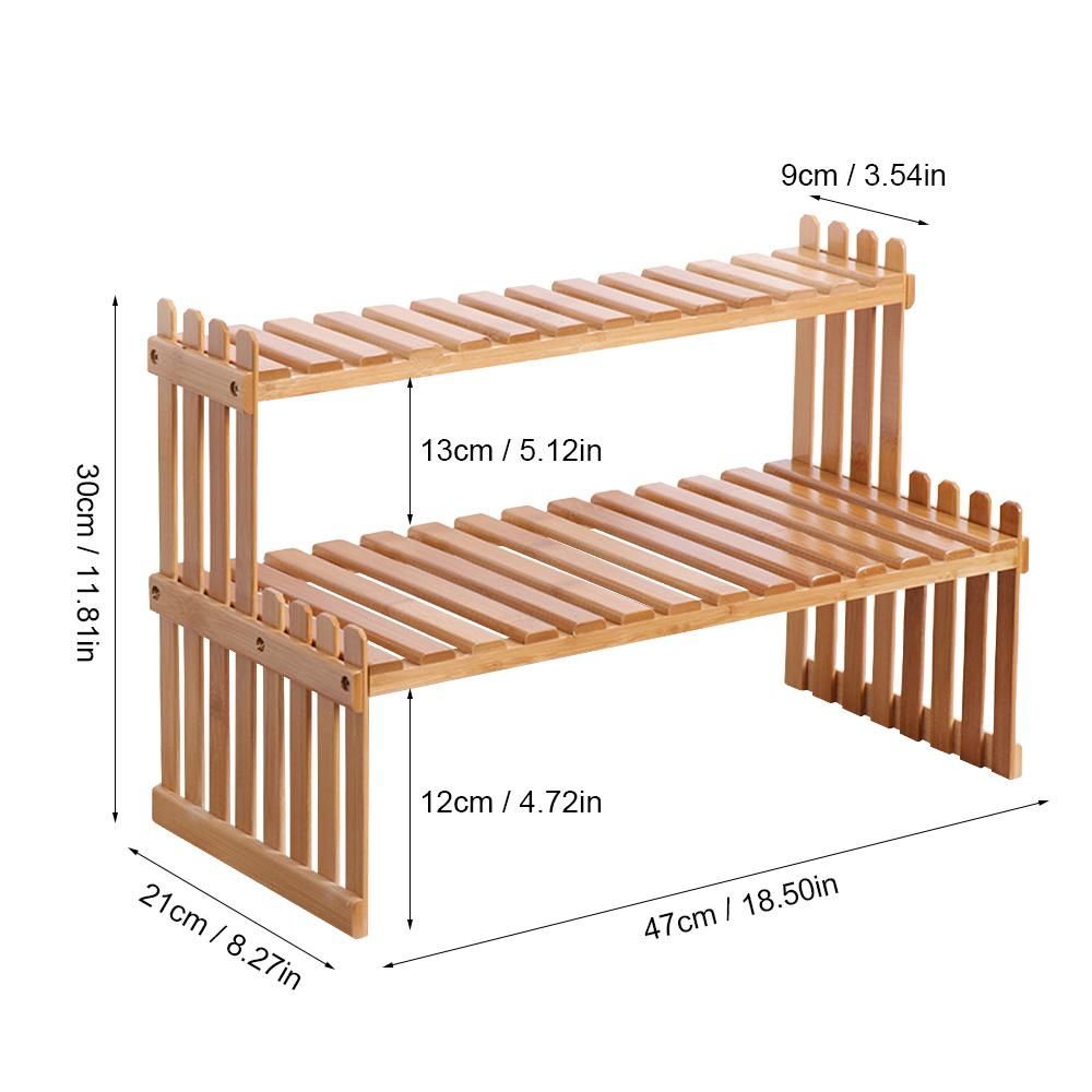 Countertop Bamboo Plant Shelf Bamboo Flower Pot Stand Balcony Flower Rack Cabinet Organizer Multi-Function DIY Desktop Storage Rack for Living Room Bedroom Kids Room