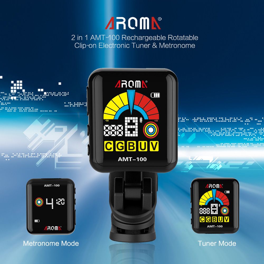 2 In 1 Rechargeable Rotatable Clip-on Electronic Tuner