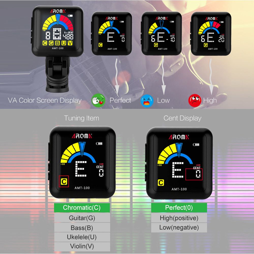 2 In 1 Rechargeable Rotatable Clip-on Electronic Tuner
