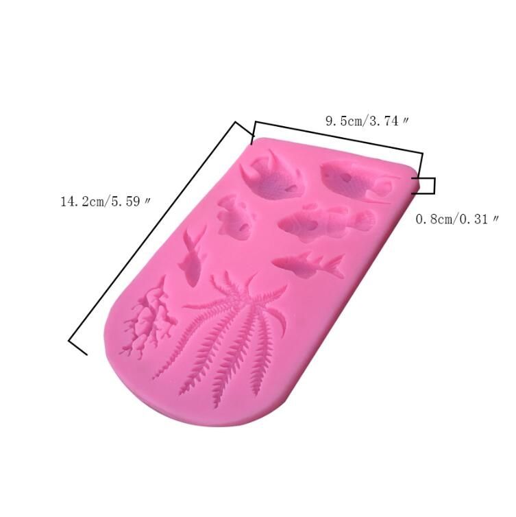 2 PCS Fondant Chocolate Dry Pes Fish Model Marine Animal Silicone Mould(Pink 50-1138)