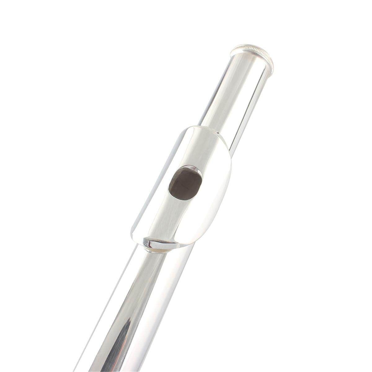 16 Holes Key Flute Cupronickel Plated Silver Woodwind Instrument With Cleaning Cloth Padded Case Silver (silver)