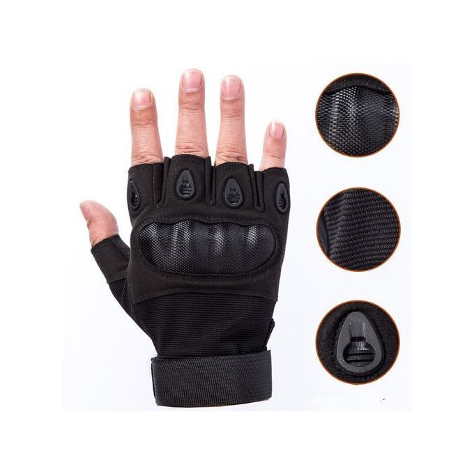 Men Half Finger Gloves Military Tactical Gloves Motorcycle Bicycle Mittens Black Leather