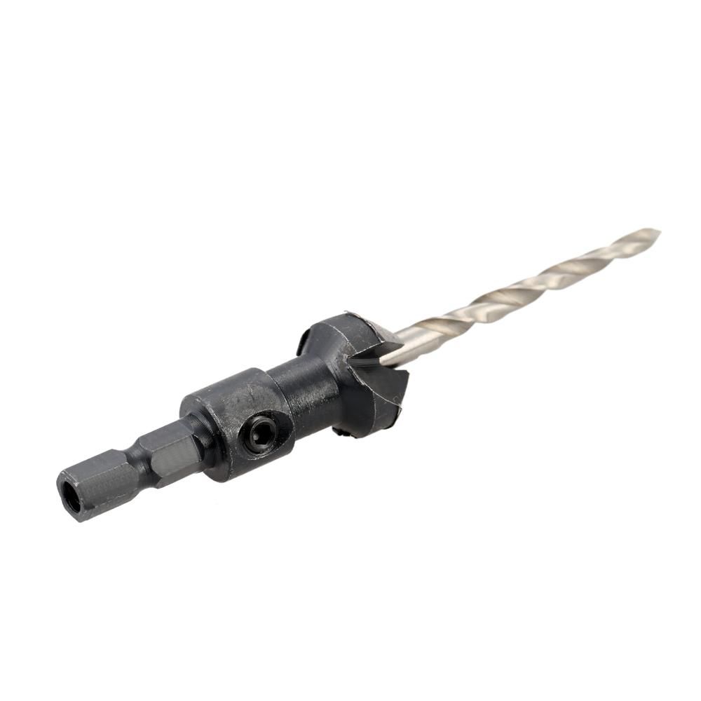 4 Pcs/set Professional Countersink Drill Bit Set with Quick Change Hex Shank High Speed Steel Carbon Steel Counter Bore Woodworking Tool