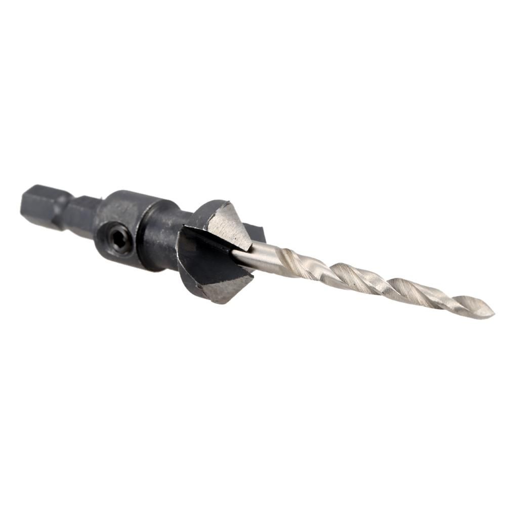 4 Pcs/set Professional Countersink Drill Bit Set with Quick Change Hex Shank High Speed Steel Carbon Steel Counter Bore Woodworking Tool