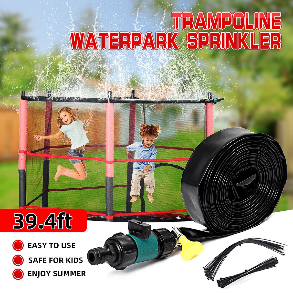 12m Trampoline Sprinkler Kids Spray Waterpark Fun Summer Water Toy Outdoor