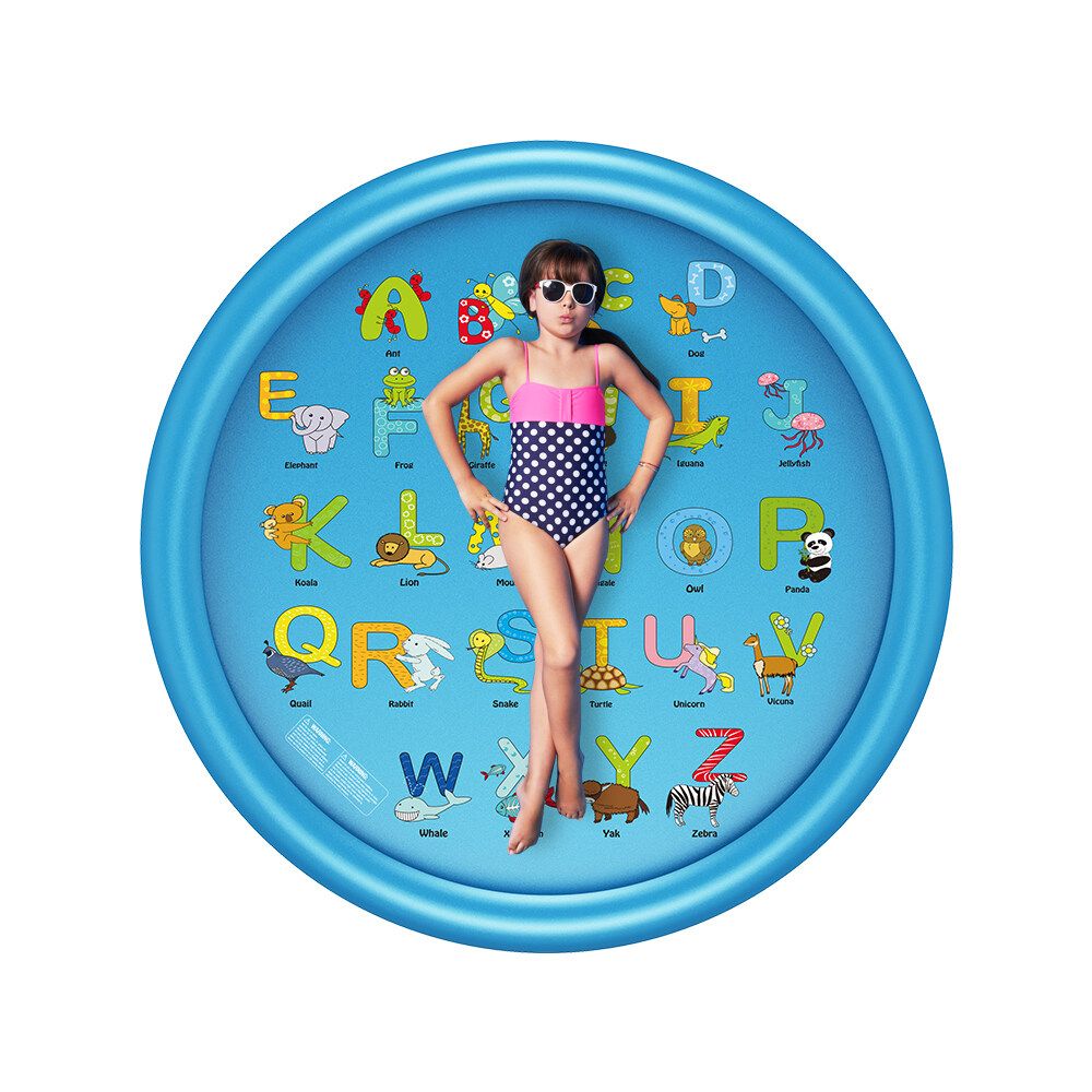 Wevon Splash Playing Pad 67" Sprinkle Play Mat Sprinkler Pad For Kids Sprinkler Pool For Children Outdoor Water Toys Learning Educational Wading Pool For Toddlers Boys Girls Roundness