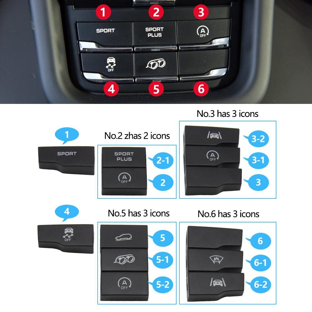 Car Center Console Drive Mode Traction Control Multi Switch Sports Button For Porsche Cayenne 7P5 2010-2018 7P5927127