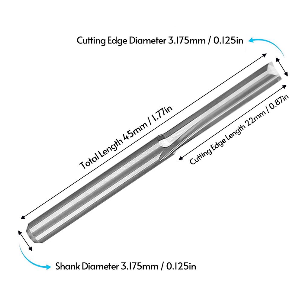 10PCS Double Flutes Straight Bits 3.175*20 C-N-C Router