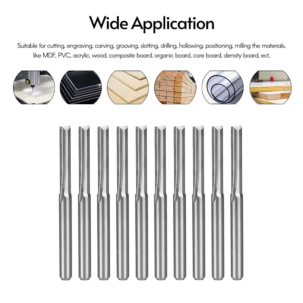 10PCS Double Flutes Straight Bits 3.175*20 C-N-C Router