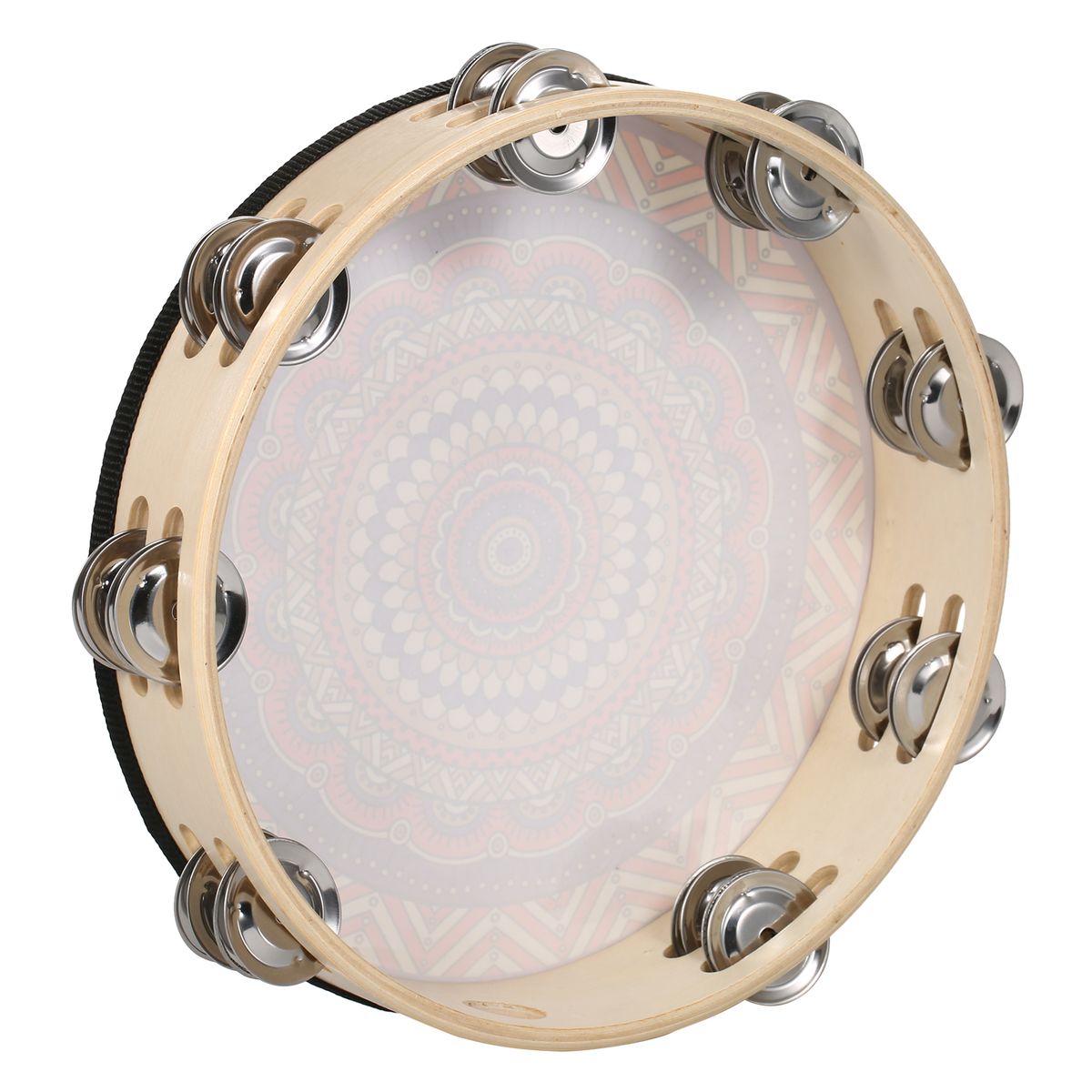 10 Inch Wooden Tambourine Handbell Hand Drum With Double