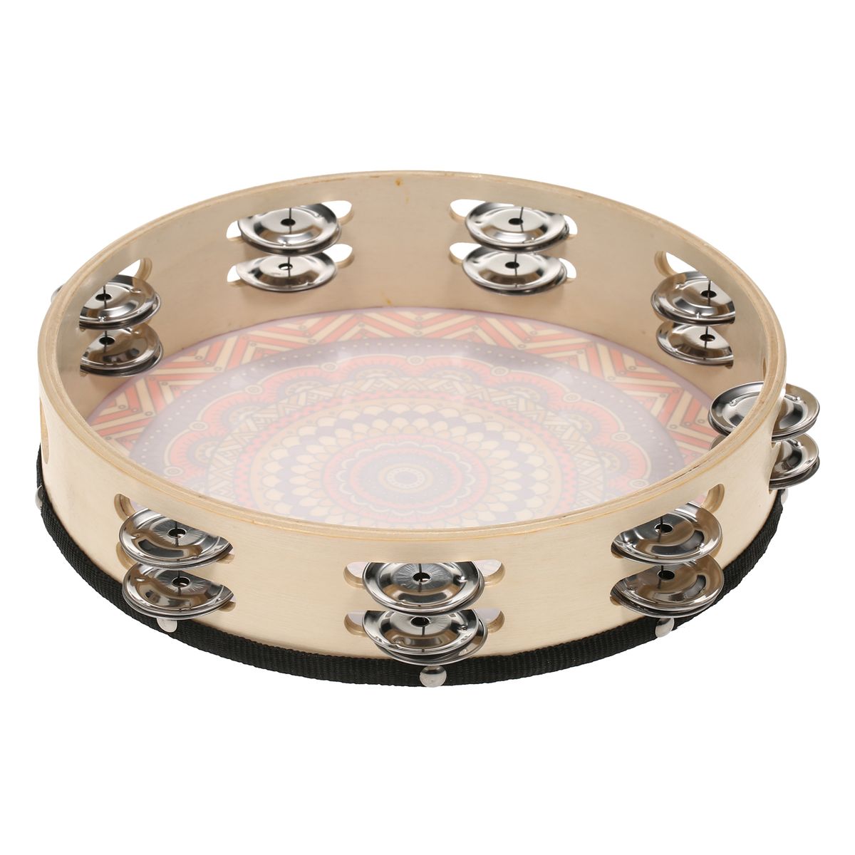 10 Inch Wooden Tambourine Handbell Hand Drum With Double