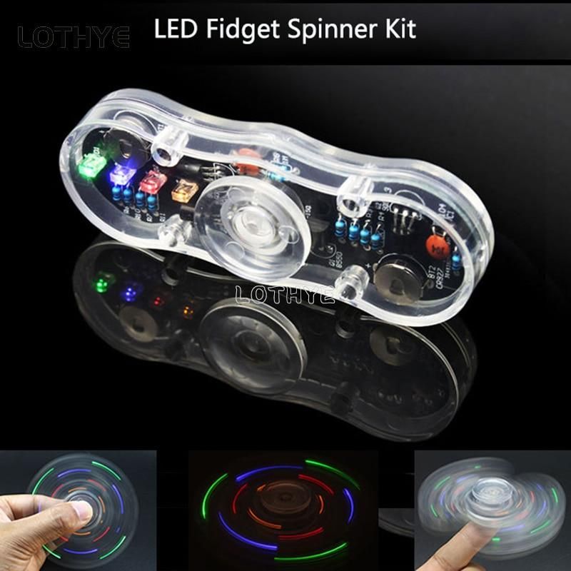 Electronic DIY Kit POV Rotate Fingertip Gyro DIY Soldering Kit Colorful Diode Electronic Training Set Fidget Spinner SMD Welding