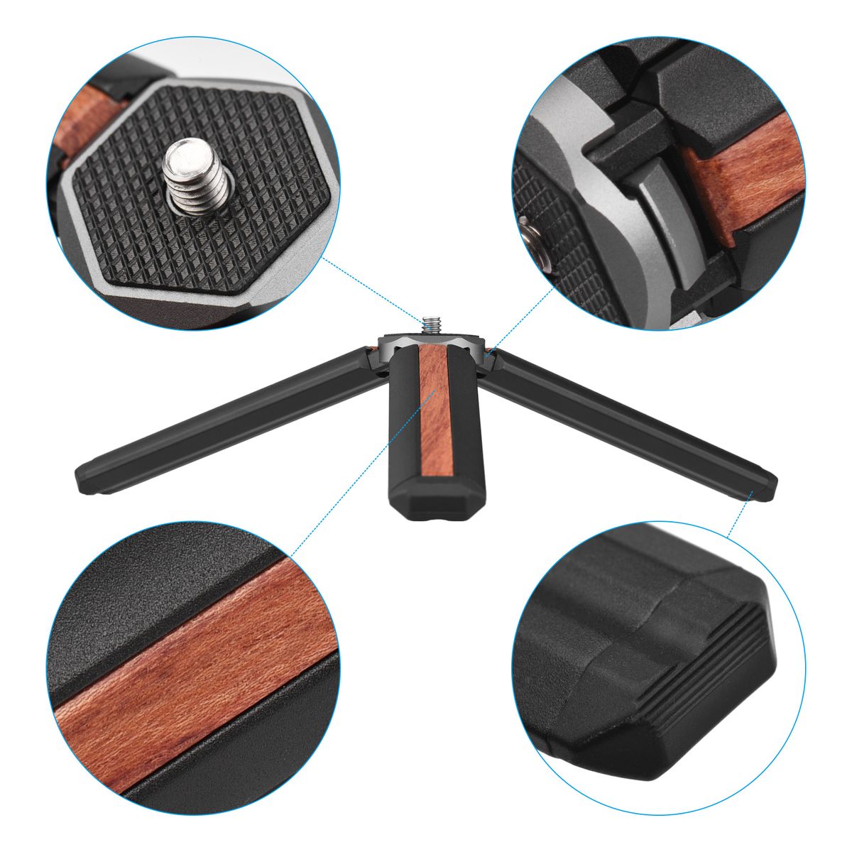 Mini Desktop Tripod Stand 1/4 Inch Screw Aluminum Alloy 5kg