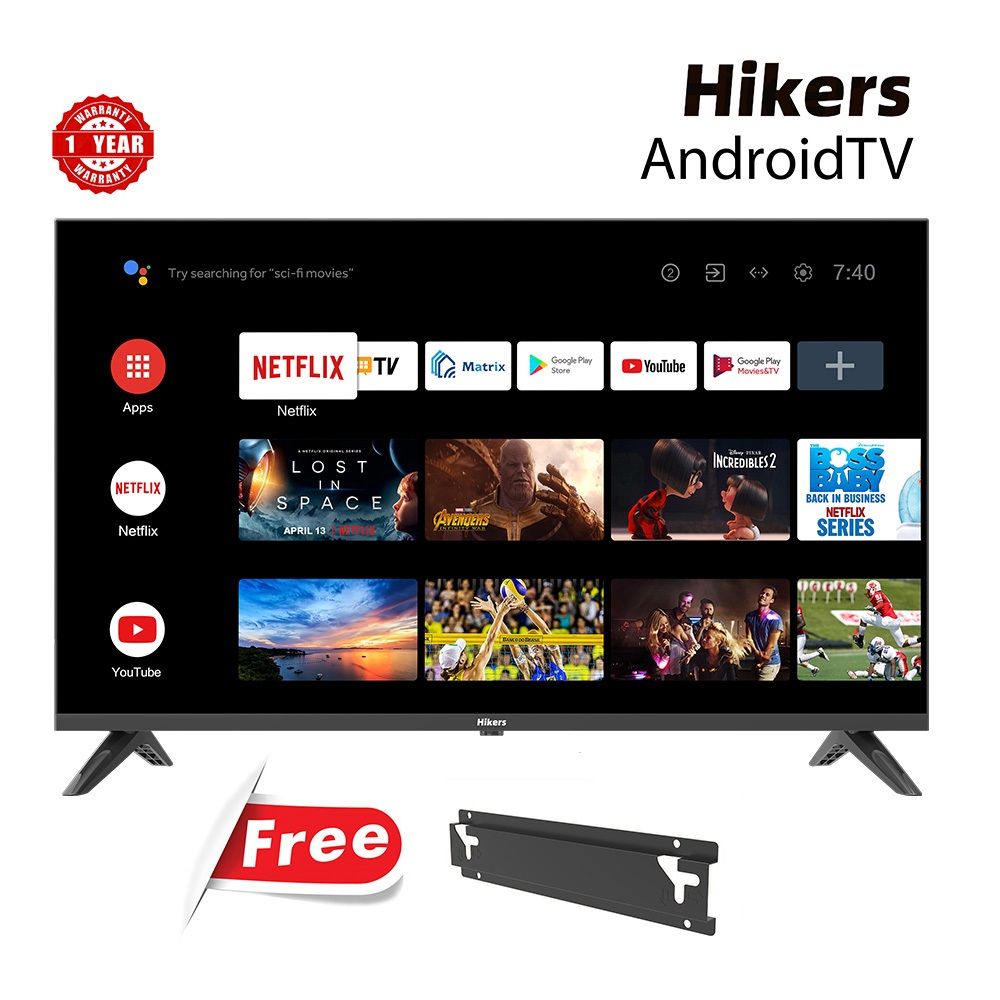 32'' Inch Frameless Android Smart HD LED TV - Black