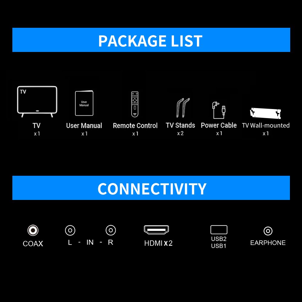 32'' Inch Frameless Android Smart HD LED TV - Black