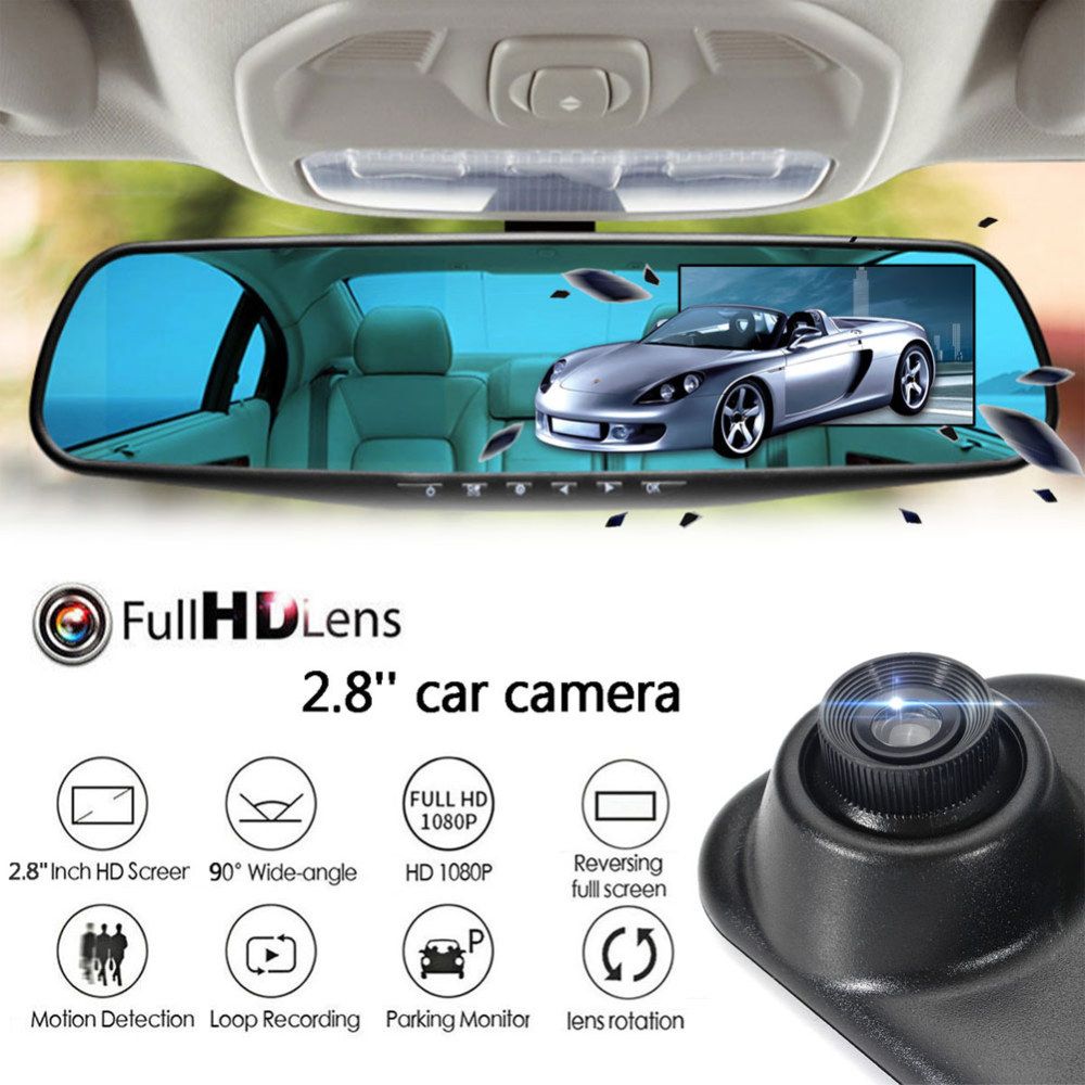 Car Dash DVR Camera 1080P Cam Video Rearview Mirror