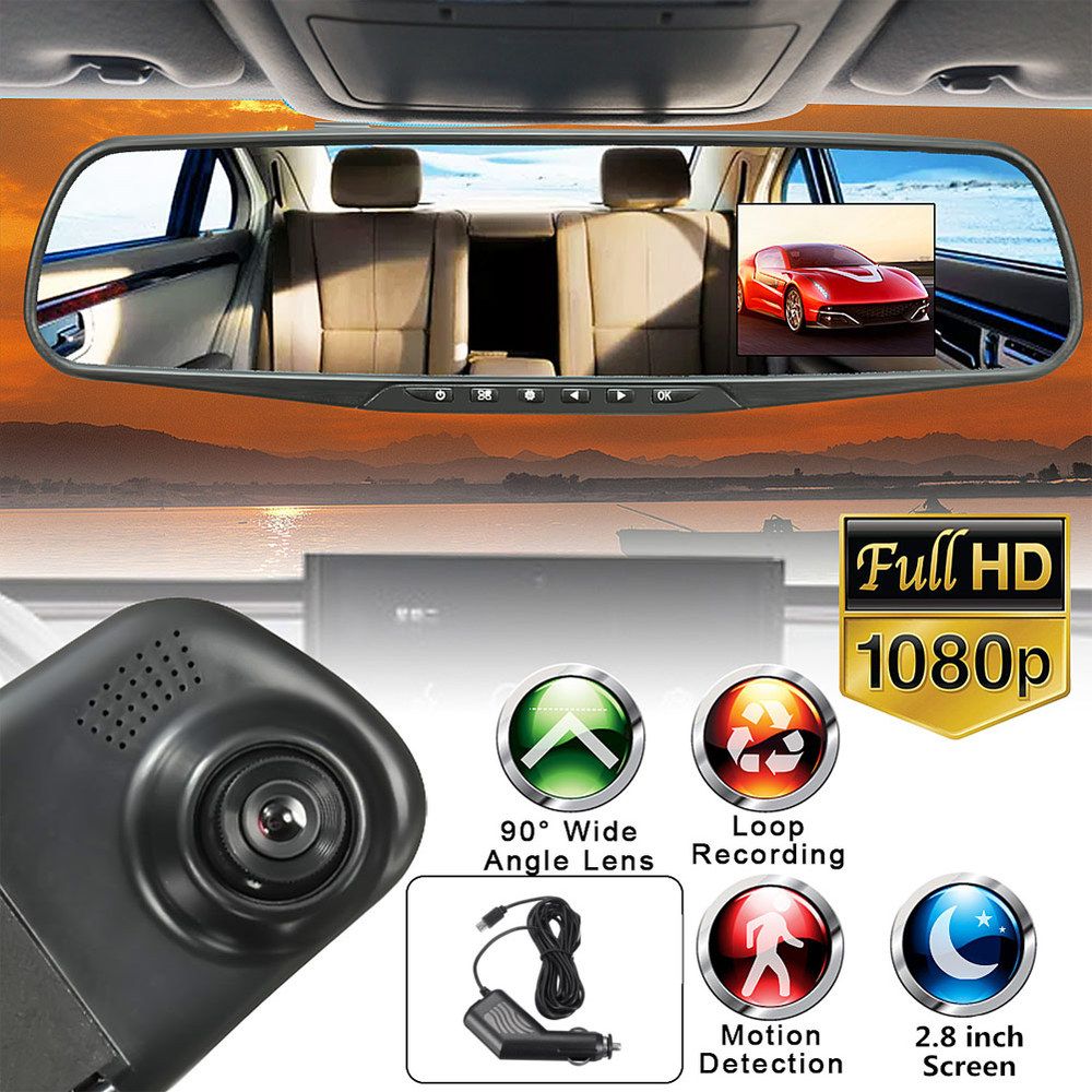 Car Dash DVR Camera 1080P Cam Video Rearview Mirror