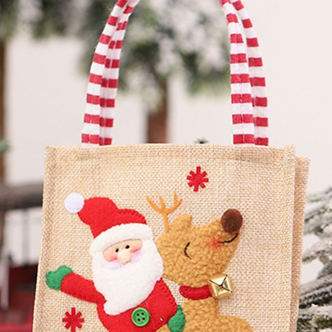 Christmas Gift Bags Elk Pattern Non-deform Flax Antler-