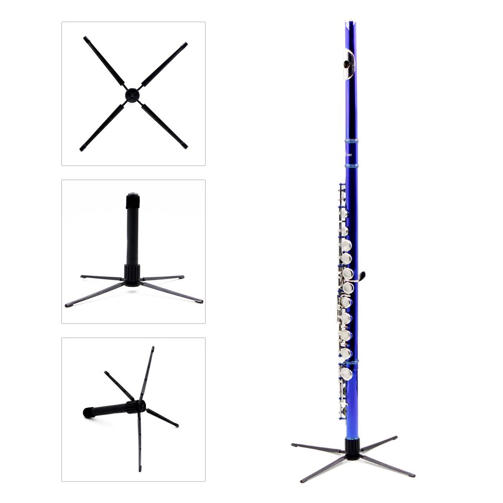 Western Concert Flute Tripod Holder Stand With 4 Metal Legs