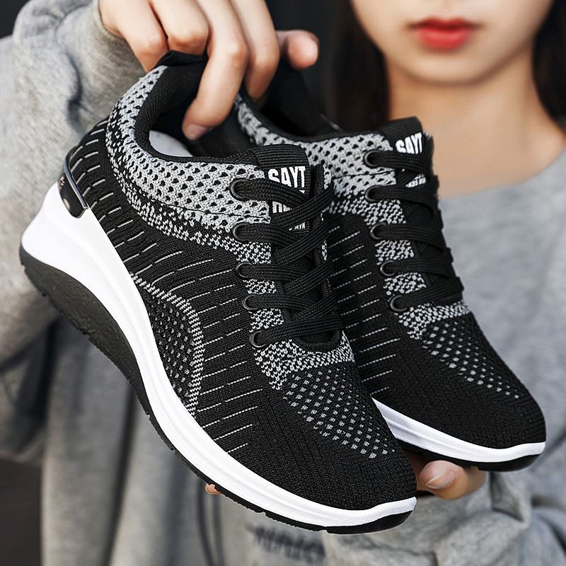 2022 Womens Casual Thick Bottom Shoes Running Sneakers - Black