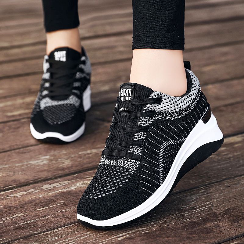 2022 Womens Casual Thick Bottom Shoes Running Sneakers - Black