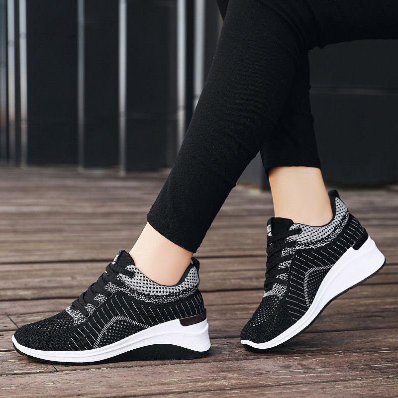 2022 Womens Casual Thick Bottom Shoes Running Sneakers - Black