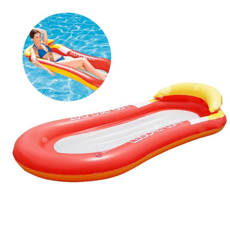 Adult Floating RowLounge Chair Water Toy Inflatable Bed With Armrest Hammock Back, Size: 160 X 90cm(Noble Red)