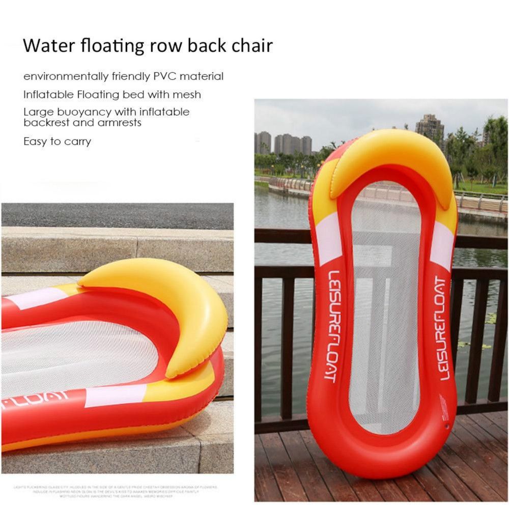 Adult Floating RowLounge Chair Water Toy Inflatable Bed With Armrest Hammock Back, Size: 160 X 90cm(Noble Red)