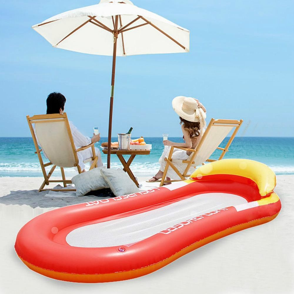 Adult Floating RowLounge Chair Water Toy Inflatable Bed With Armrest Hammock Back, Size: 160 X 90cm(Noble Red)
