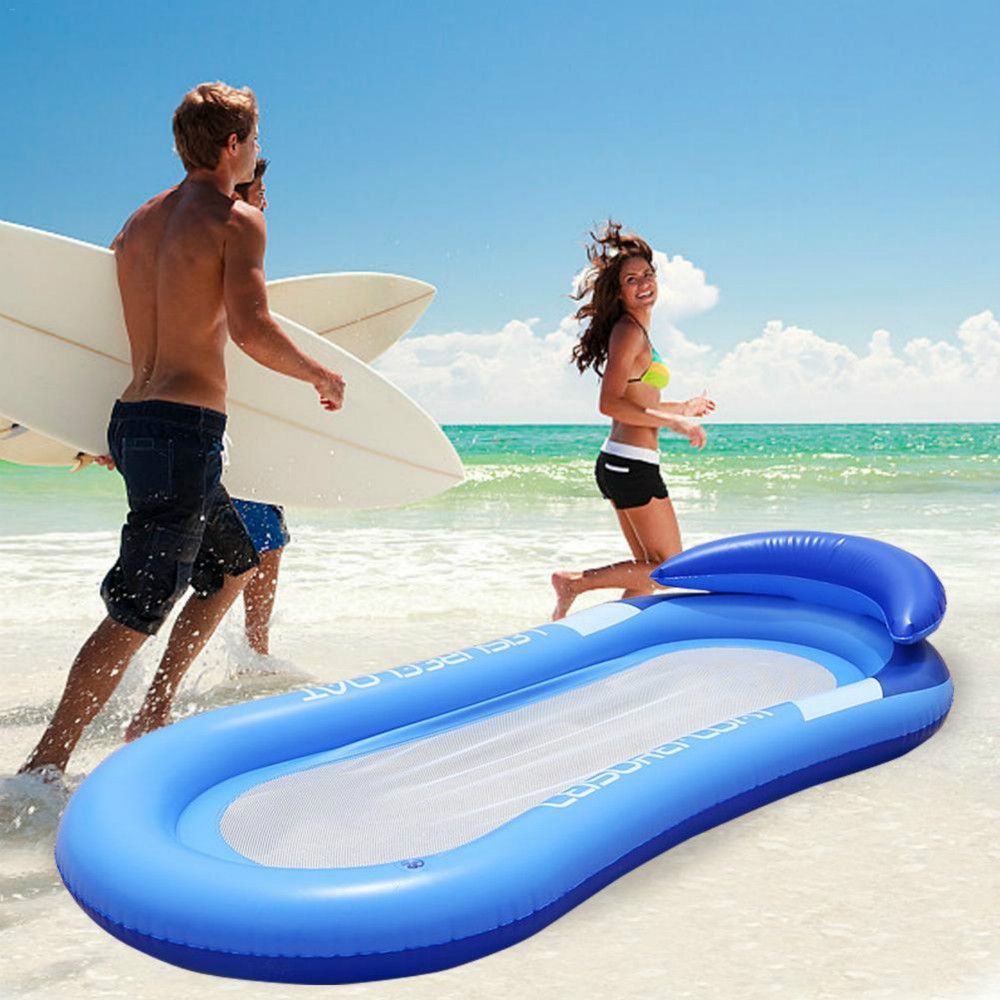 Adult Floating RowLounge Chair Water Toy Inflatable Bed With Armrest Hammock Back, Size: 160 X 90cm(Noble Red)