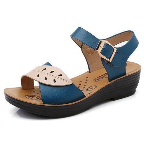 Women Shoes Comfortable Buckle Wedges Sandals -Blue