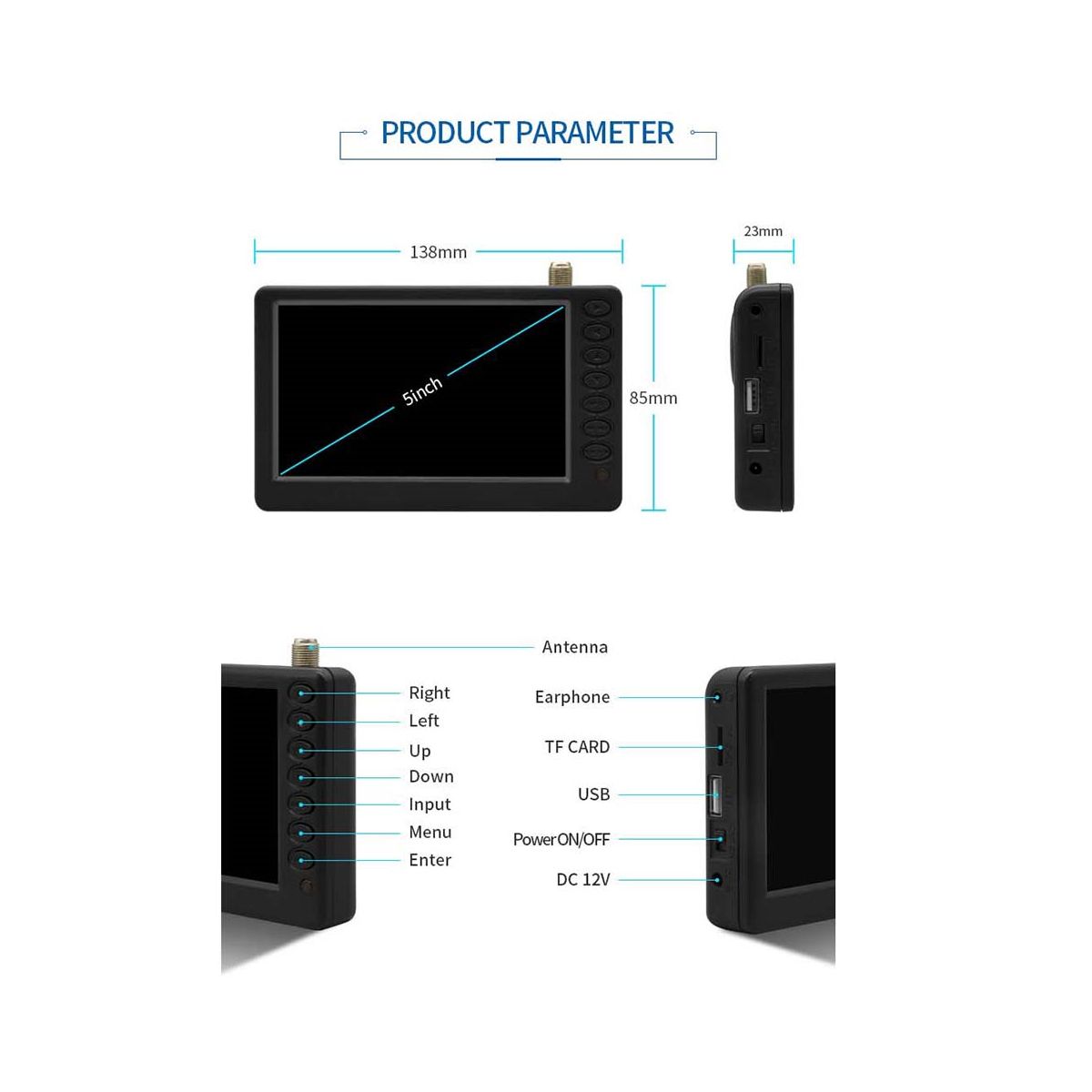 Mini Digital Analog Mini Car Television Portable TV-EU Plug