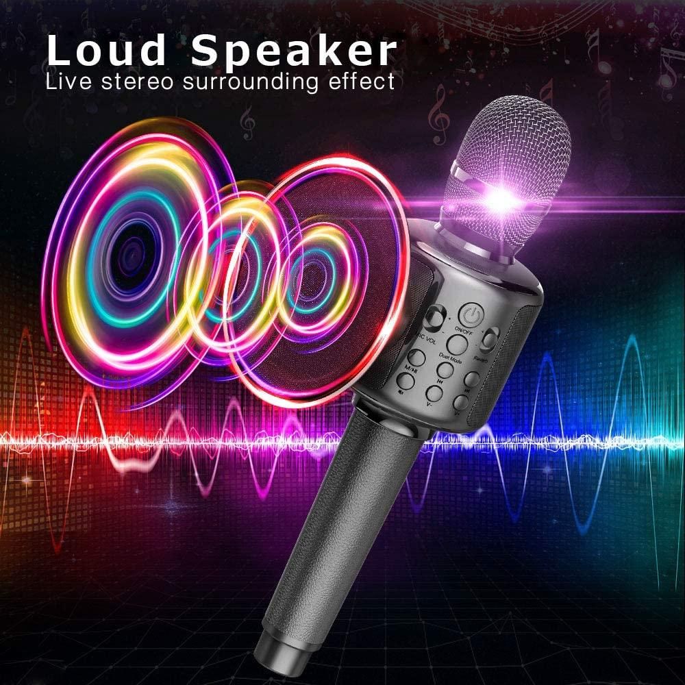 Karaoke Microphone Wireless Singing Machine with Bluetooth Speaker for Cell Phone/PC, Portable Handheld Mic Speaker