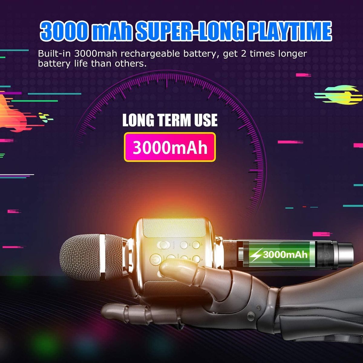 Karaoke Microphone Wireless Singing Machine with Bluetooth Speaker for Cell Phone/PC, Portable Handheld Mic Speaker