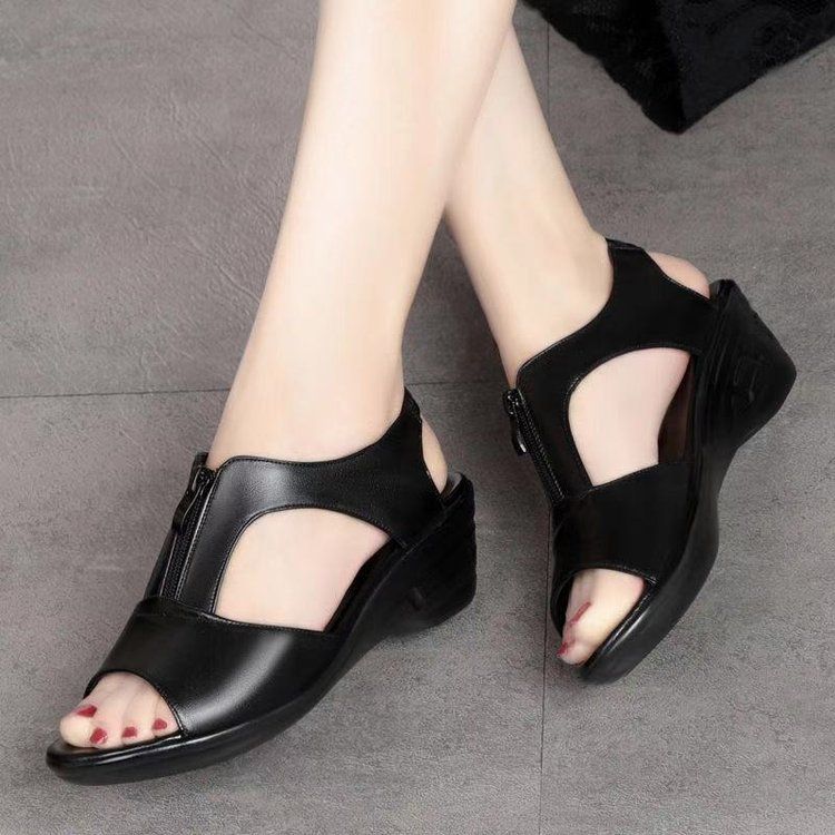 Ladies Wedge Sandals Ladies Slippers - Black