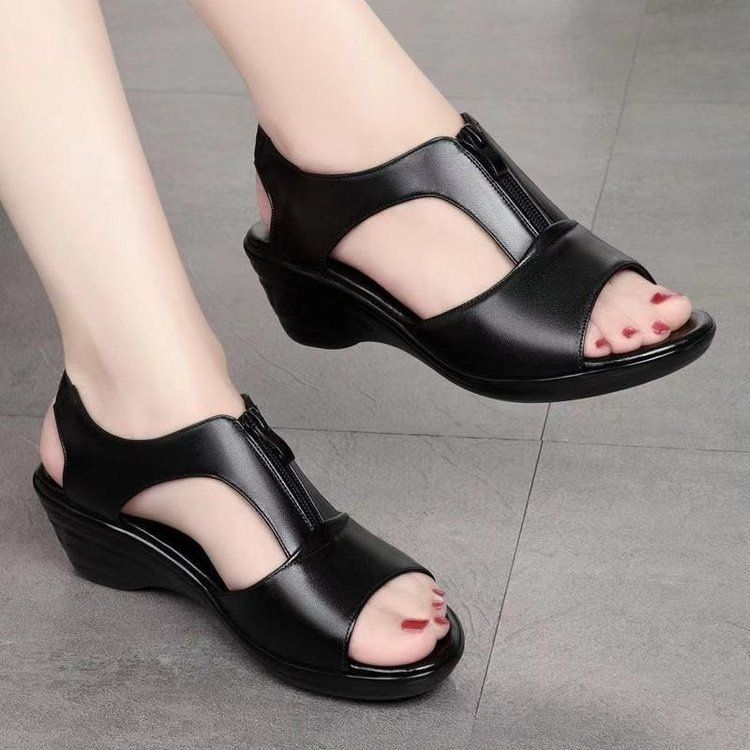 Ladies Wedge Sandals Ladies Slippers - Black