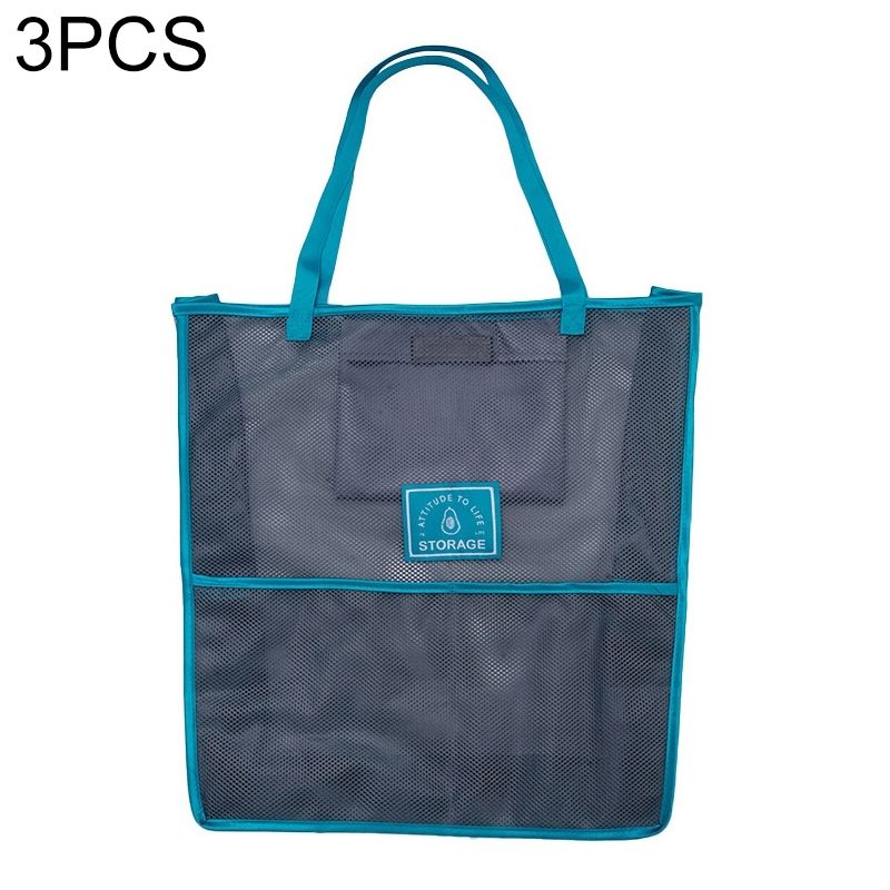 3 PCS Sundries Mesh Storage Bag, Colour: Blue (Oversized)