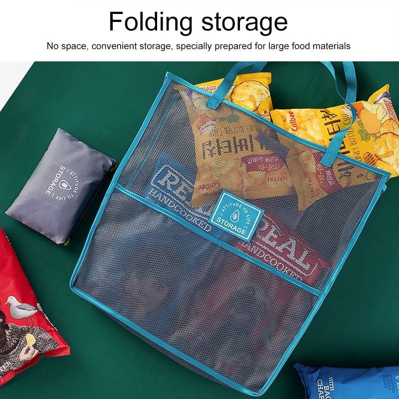 3 PCS Sundries Mesh Storage Bag, Colour: Blue (Oversized)