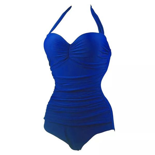Women's Sexy One Piece Solid Color Beach Swimsuit - Royal Blue