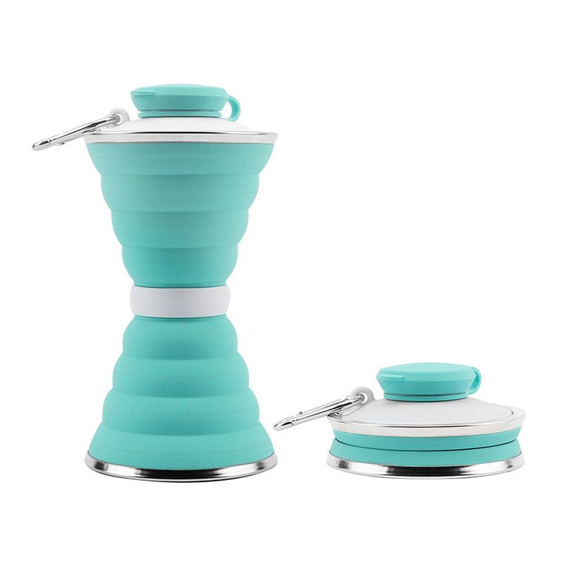 500ml Folding Travel Water Bottle Portable Mug Collapsible Foldable Silicone Mug Light Green