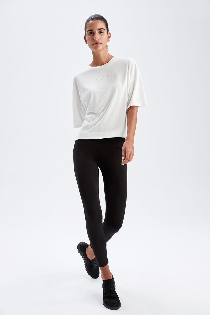 Woman Cover-Up Knitted T-Shirt-Ecru