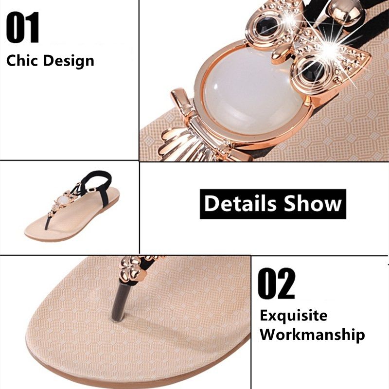 Women's Shoes Sandals Beach Shoes Summer Casual Shoes Fashion Vacation Owl Flat Sandals