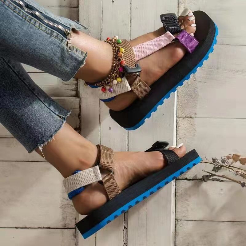 Ladies Beautiful Light Platform Flat Female Sandal-multicolour
