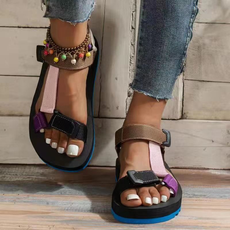 Ladies Beautiful Light Platform Flat Female Sandal-multicolour