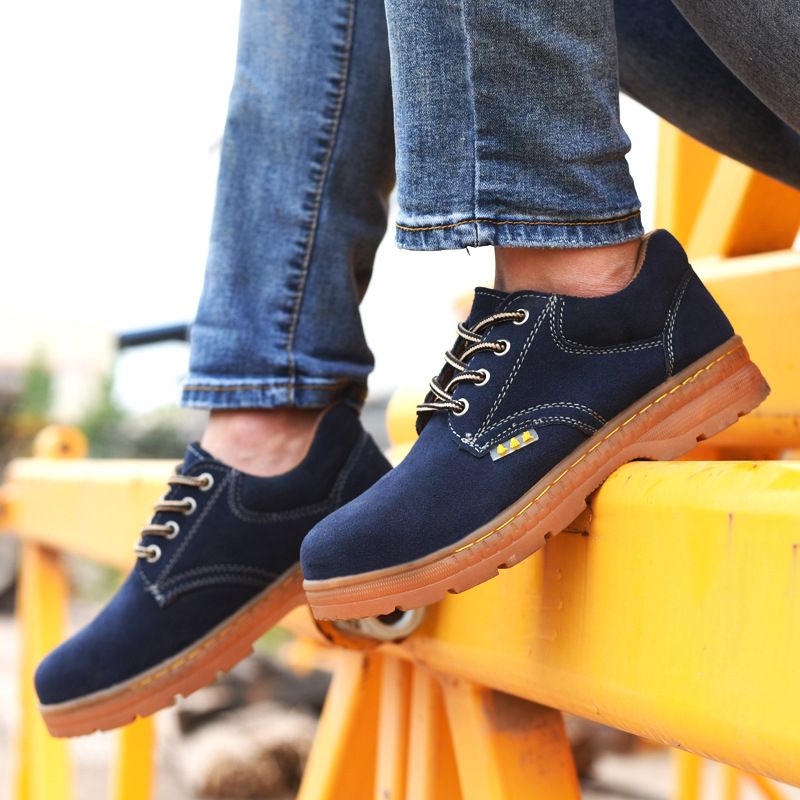 Genuine Leather Mens Work Shoes Steel Toe Safty Shoes